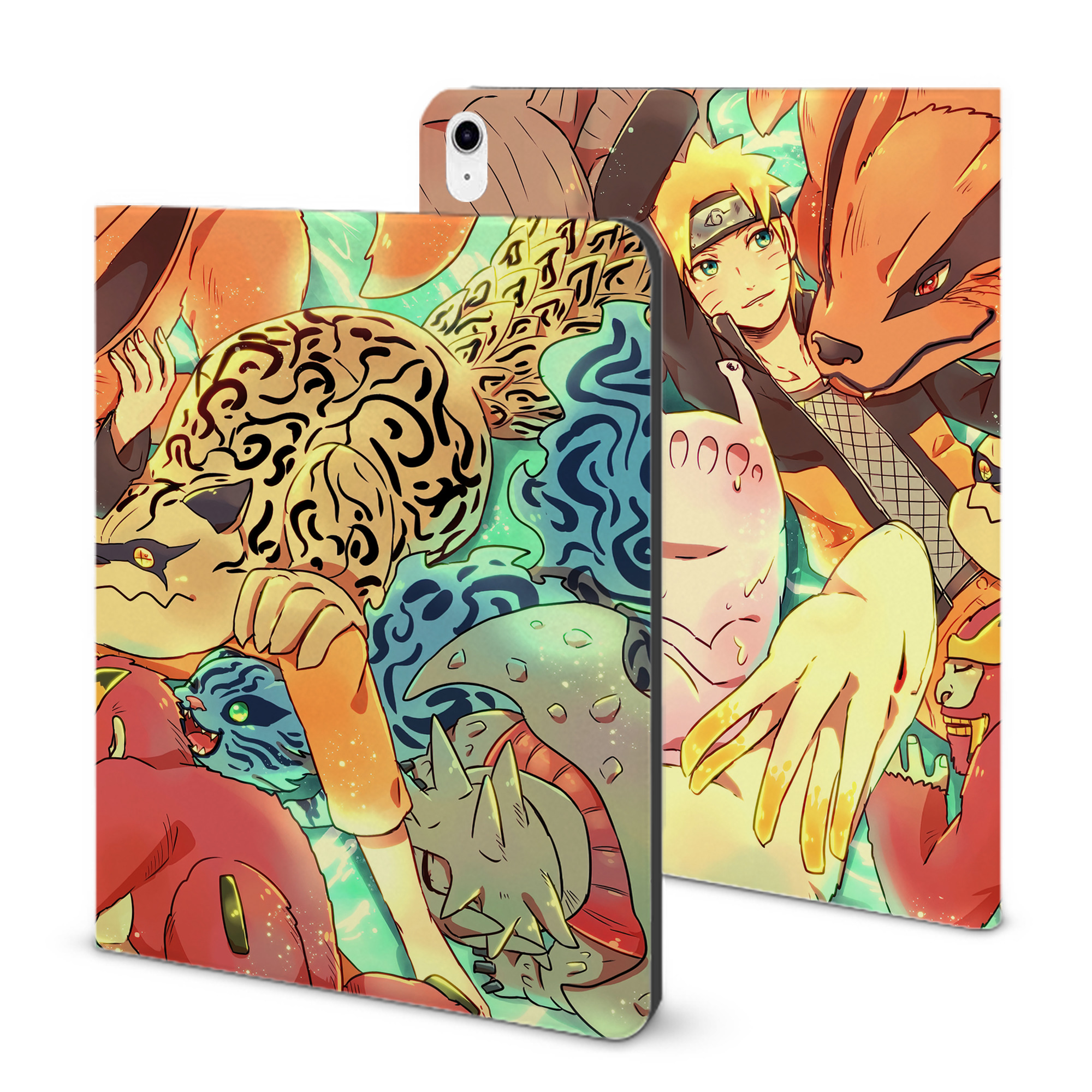 （画像用） NARUTO -ナルト- NARUTO -ナルト- 疾風伝 IPad ケース ブック型 PUレザー TPU 耐衝撃 軽量 薄型 ペン収納なし 全面保護 IPad 各モデル対応